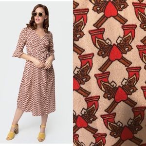 Hayden Hearts & Pistols Crepe Wrap Dress unique vintage style